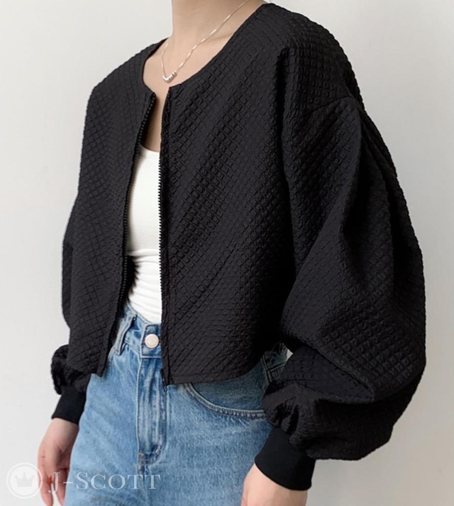 J-Scott Original Zip-Up Jacket with Lined Shorts and Puffy Sleeves, Black, JS155-BK-L