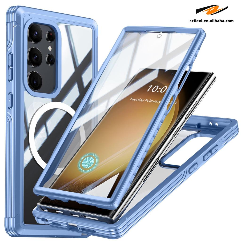 Per Samsung Galaxy S25 Ultra Plus S23 Protezione Magnetica Completa a 360 Gradi Custodia Impermeabile per Esterno con Ricarica Wireless per Galaxy S24 Ultra