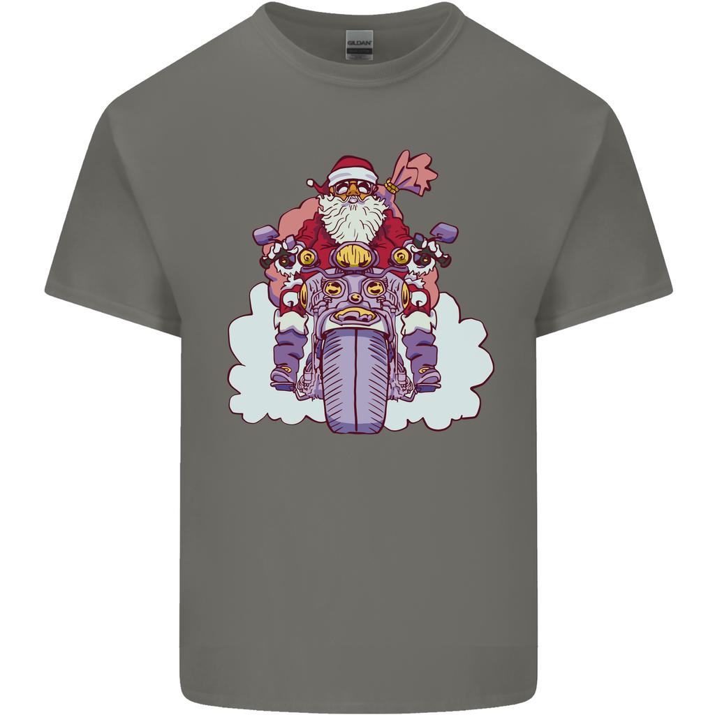 Biker Santa Christmas Motorcycle Motorbike Unisexs Light Cotton TShirt