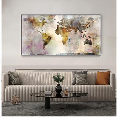 Cuadros – tableau d'art mural pour salon, aquarelle, carte du monde, peinture modulaire et imprimés sur toile scandinave