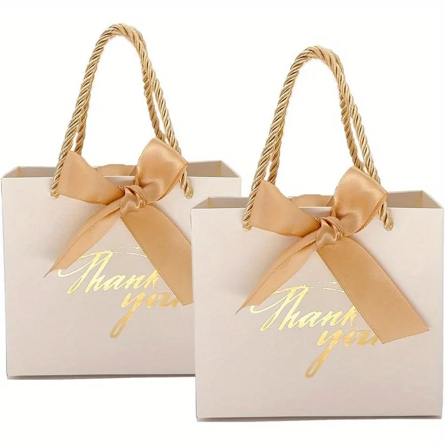 6pcs Thank You Gift Paper Bag Pink White Red Black Gift Packaging Bag for Wedding Bridal Shower Birthday Bachelor Party JXB