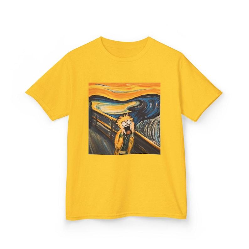 Teenager Zenitsu Scream Parody T-Shirt - Funny Demon Slayer Anime Mashup Graphic Tee - The Scream Artwork - Unique Japanese Anime Style Tee 100
