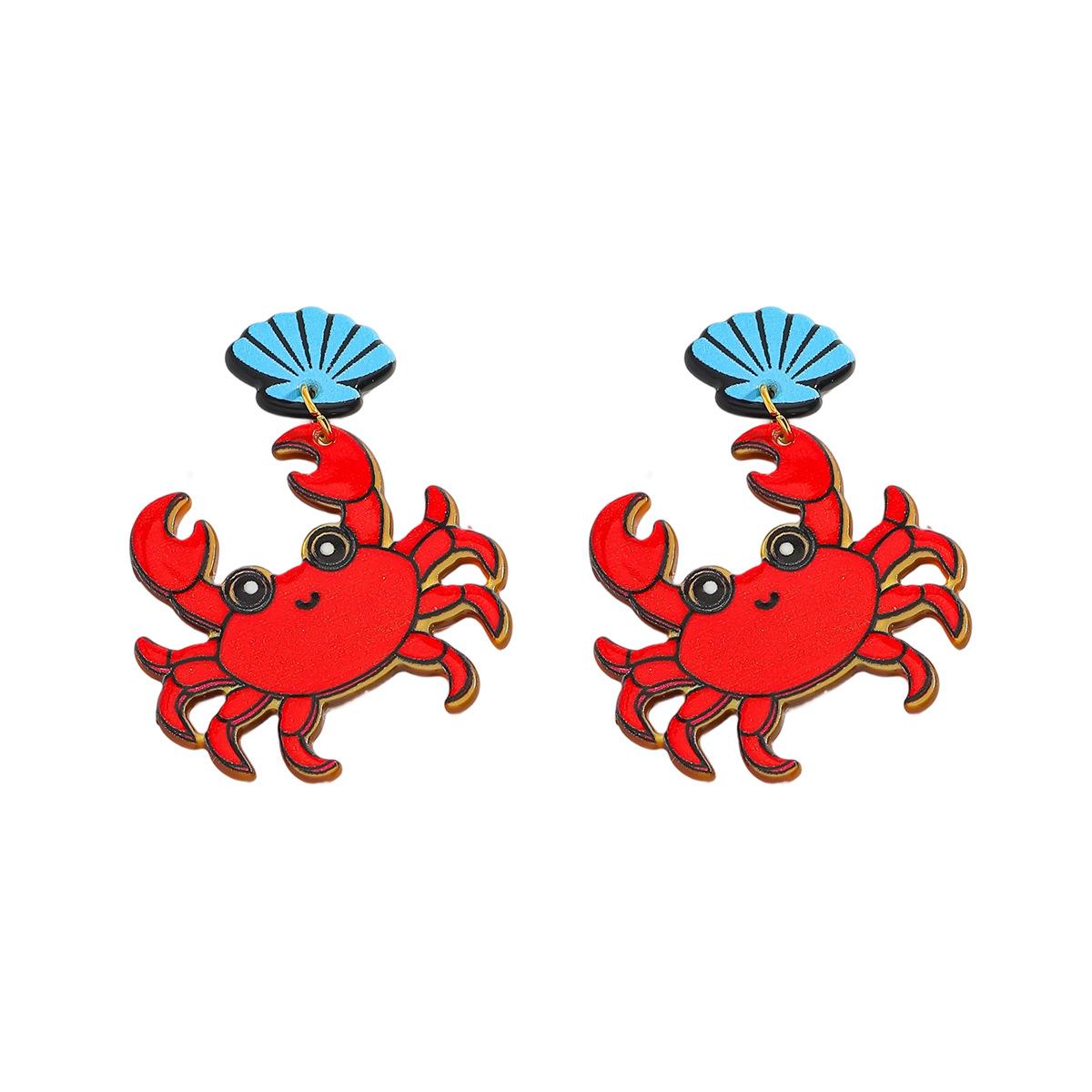 Cartoon crab earrings cute personality fashion marine animal earrings simple atmosphere versatile earrings