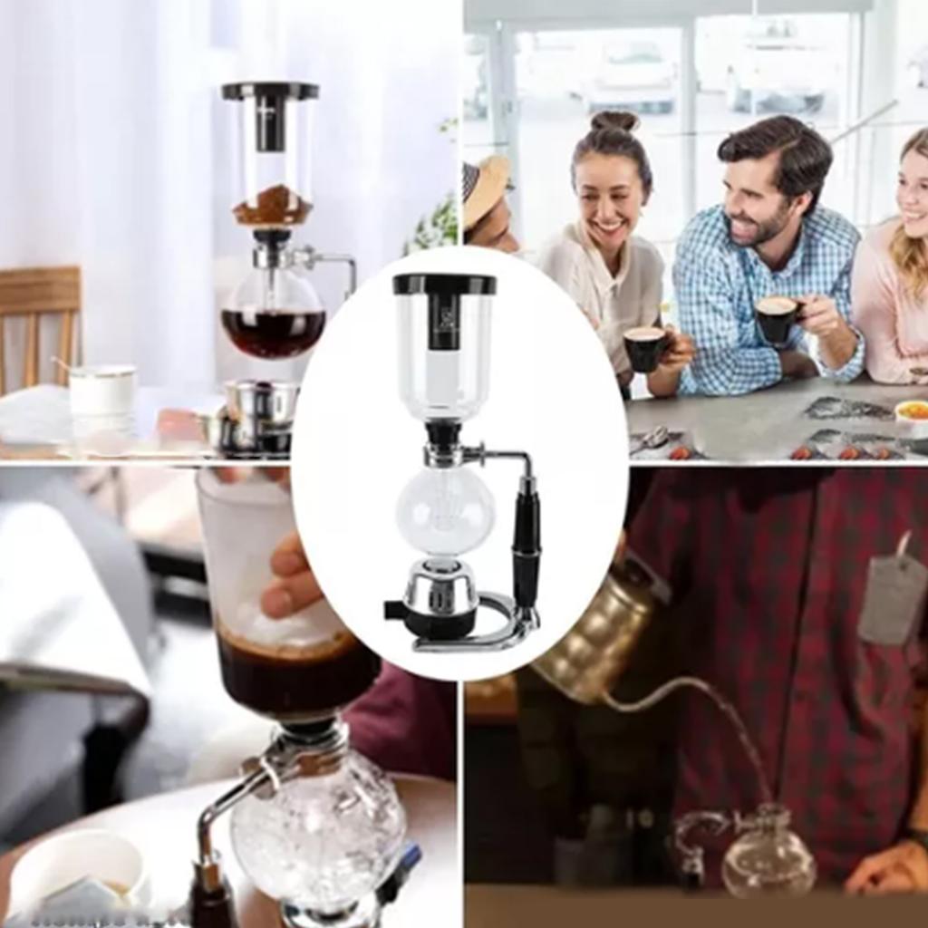 Macchina per Caffè Sifone Manuale Base in Acciaio Inossidabile Macchina da Caffè Classica per Casa Ufficio