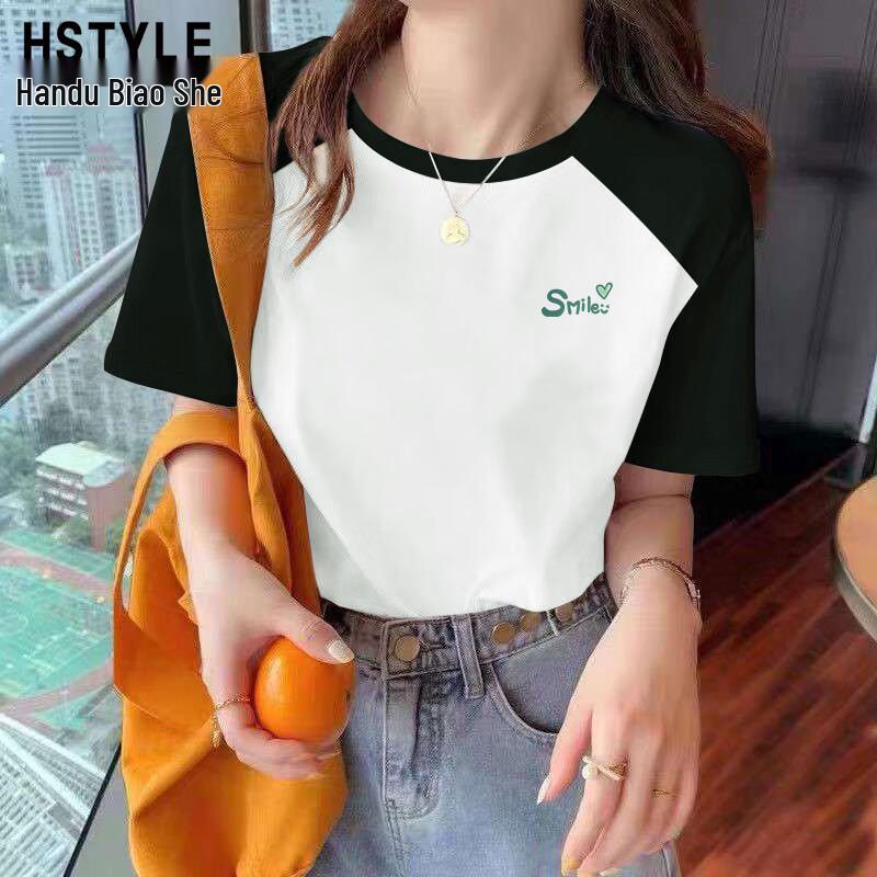 HSTYLE Women s Cotton Color Block Raglan T-Shirt L
