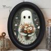 Nicht abfärbende Wandkunst Halloween Geist Dekor, Niedliches Tischschild, Kleines Bild mit Vintage Ovalem Rahmen, Dekorativ für Kaminsims Wohnzimmer Schlafzimmer