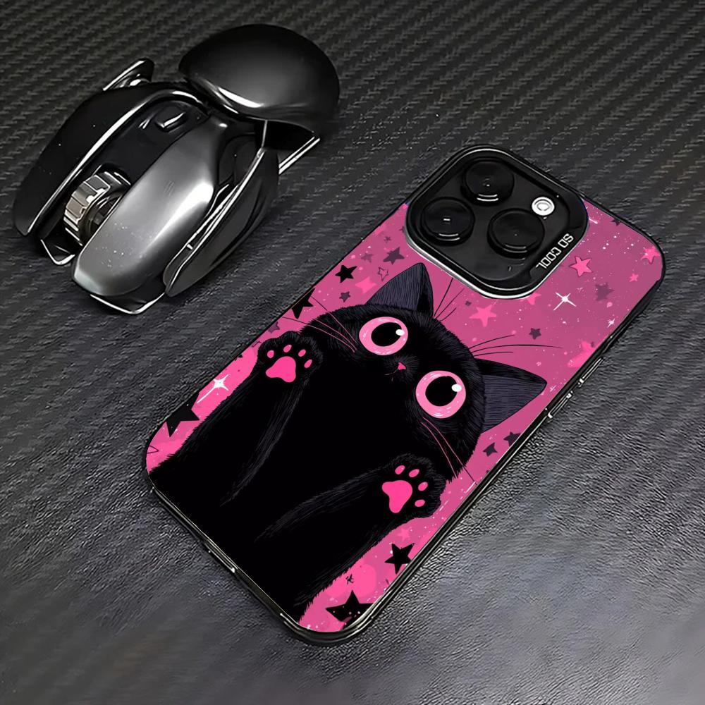 Black Cat Pattern Phone Case Case for iPhone17 16 15 14 13 12 11 Pro/ Max/Plus Shock-proof Rear Cover Anti-fingerprint