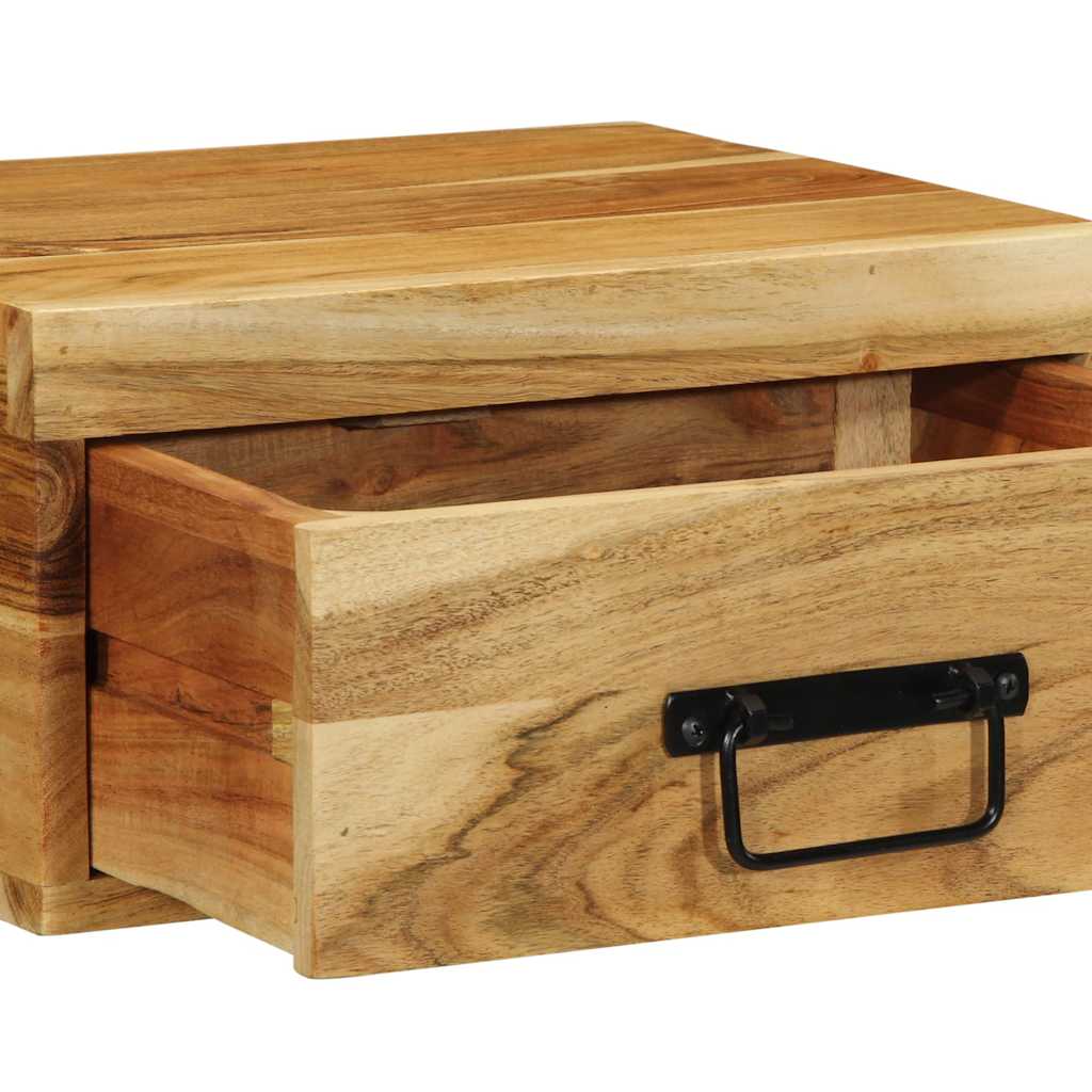 Wall Mounted Nightstand Solid Acacia Wood