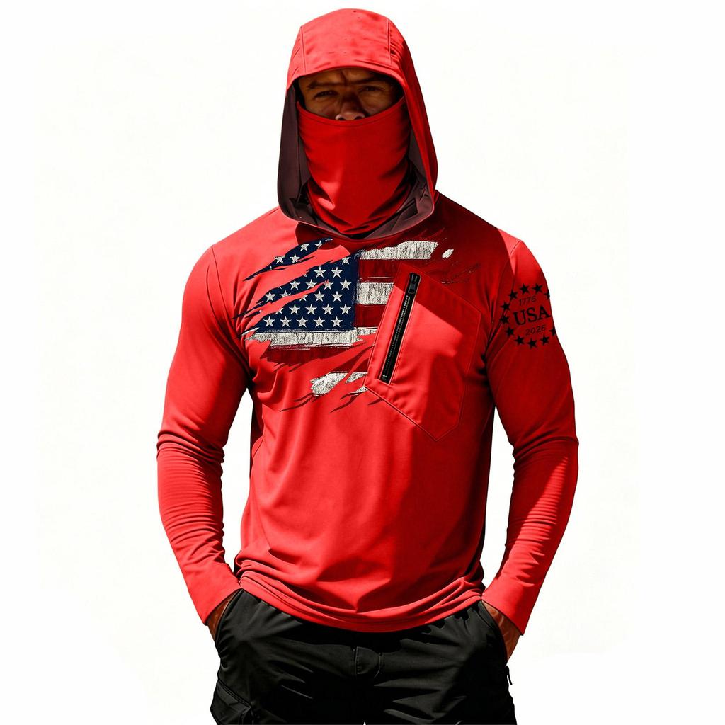 Camiseta Casual con Capucha de Manga Larga para Hombre con Protección Solar
