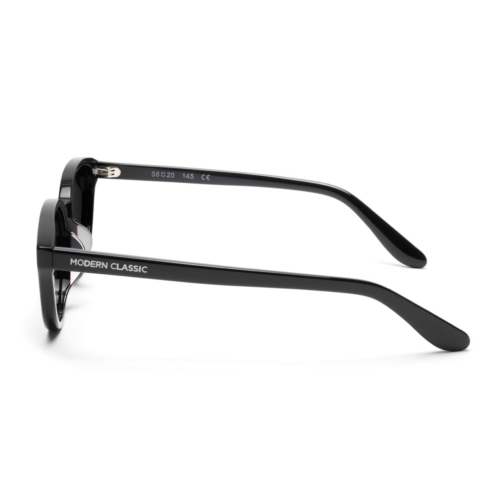 [MODERN CLASSIC] Modern Classic Mira Cat-Eye Slim Sunglasses, UV Protection, Unisex, Modakura (Black), UV400 Polarized Lenses, Sabae Design Brand