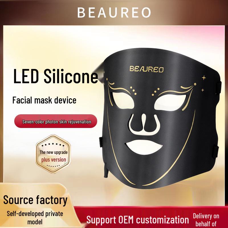Silicone LED Photorejuvenation Facial Beauty Mask with Red and Blue Light Therapy