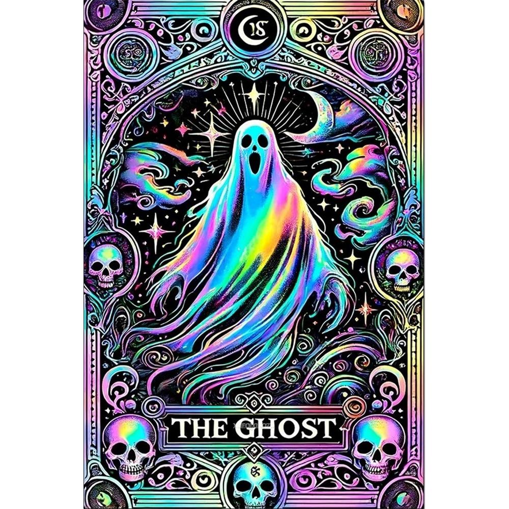 

Disney Diamond Painting Iridescent Laser Style Ghost Tarot Card Illustration Mosaic Craft Hobby DIY Gift Home Decoration Embroidery Round 20x30cm