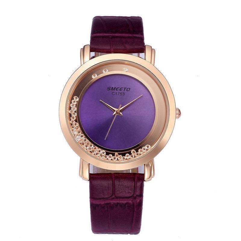 

Повседневные кварцевые часы с кожаным ремешком, женский повседневный браслет фиолетовый