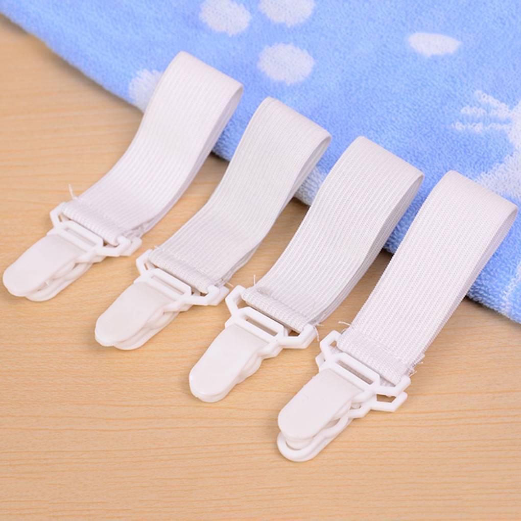 4Pcs/Set Elastic Bed Sheet Mattress Cover Blankets Clip Holder Fasteners Kit Textiles Accessories KTY