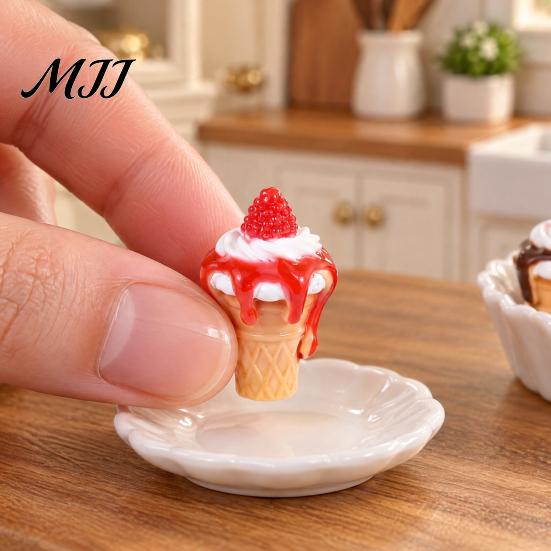 Crafting Supplies for Miniatures 10Pcs Mini Ice Creams, Tiny 3D Strawberry Jam Resin Dessert Doll Mansion Food Accessories Mansion, DIY Craft