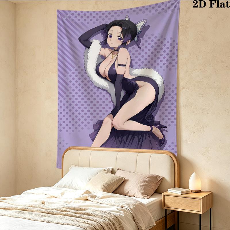Demon Slayer Wall Tapestry Aesthetic Wall Hanging Printed Fabric Blanket Decorative Tapestries For Bedroom Living Room Home Decor
