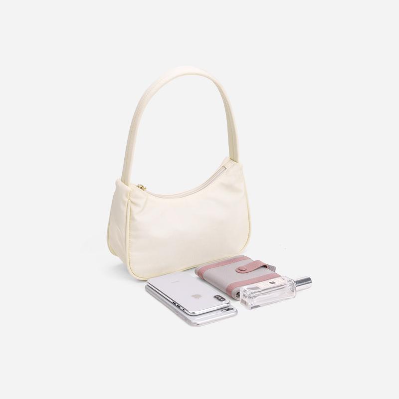 Niche Bag Femininity, Light Solid Color Versatile Baguette Underarm Bag, Popular Texture Portable Shoulder Bag
