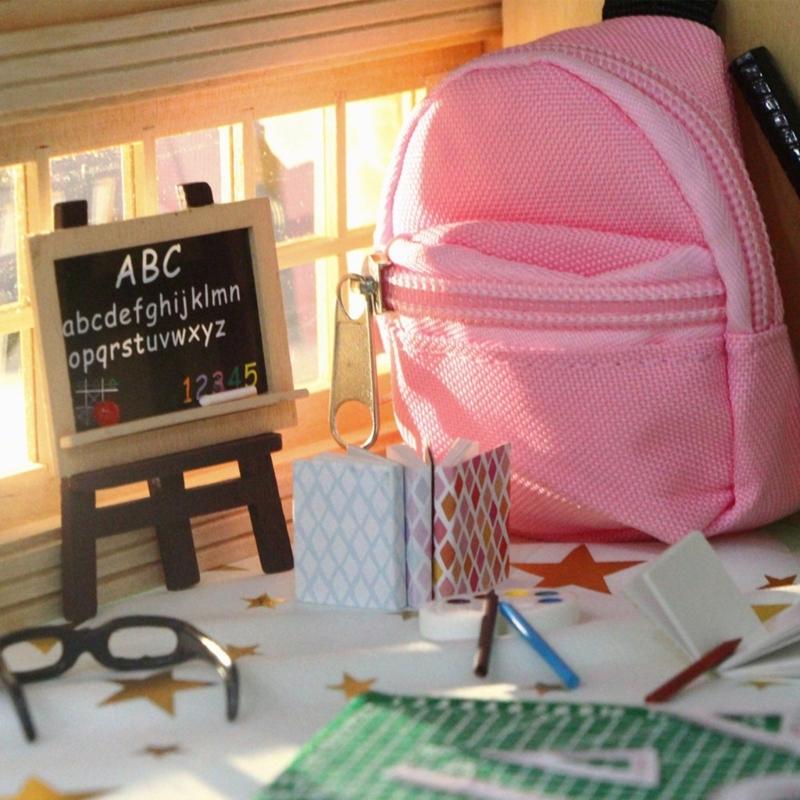 1:12 Toy Figure Model Realistic School Supplies Set Dollhouses Pretend Girls Gift Decorations Pretend Playset