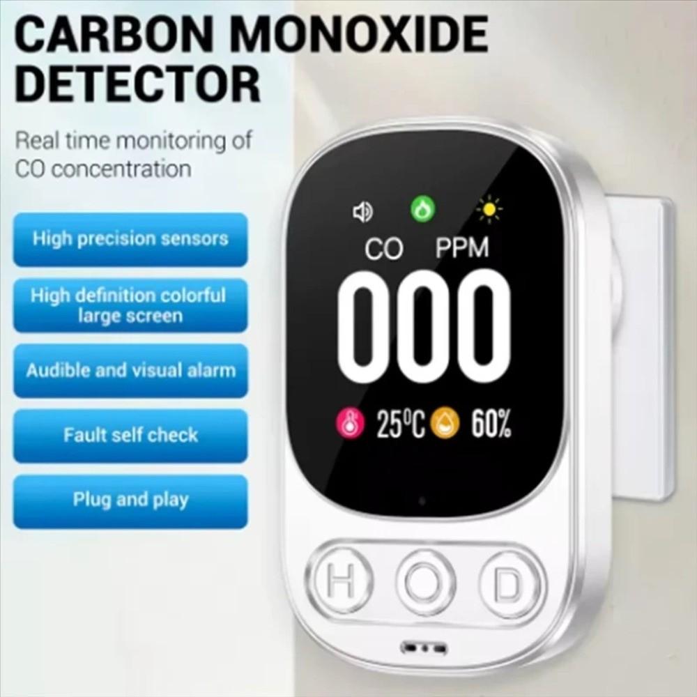 Large Screen CO Monoxide Alarm Real Time Monitoring Temperature Humidity Detector  For Home Outdoor