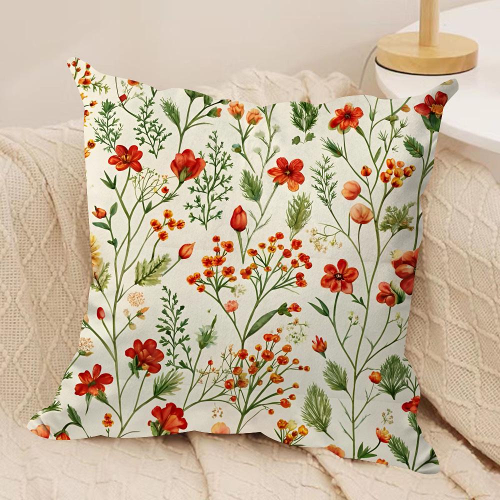 Romantic Flowers Cushion Cover Soft Plush Throw Pillow Cover  DoubleSided Printed Cushion Case  Cozy Sofa  Home Decor