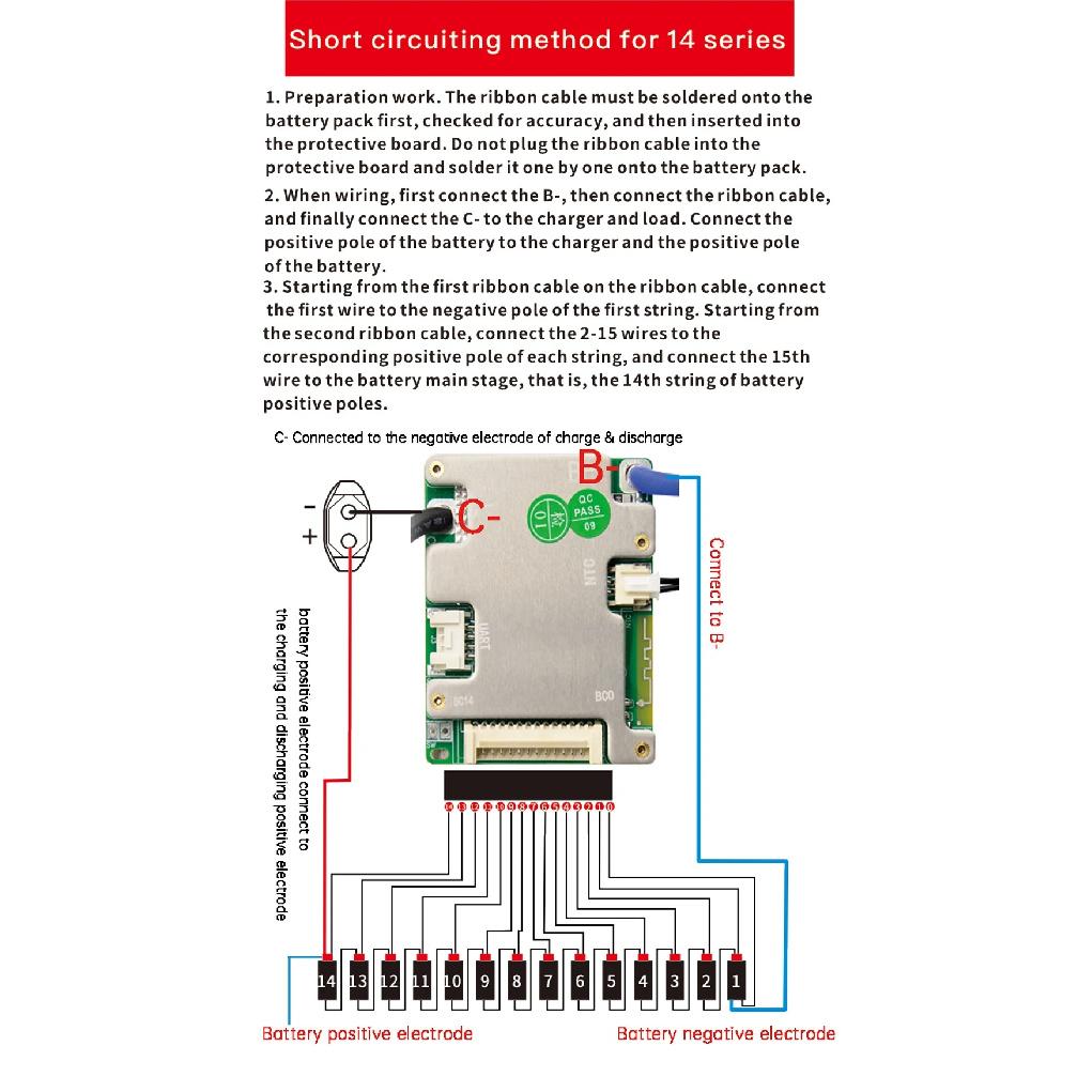 JiaBaiDa Automized Identify 7s-14s 7S 8S 9S 10S 11S 12S 13S 14S 20A 30A LFP NMC Smart BMS 24V 36V 48V Battery Management System