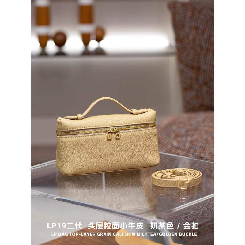 2025 Genuine Leather Lunch Box Bag Crossbody Shoulder Handbag Women 19cm Medium Size