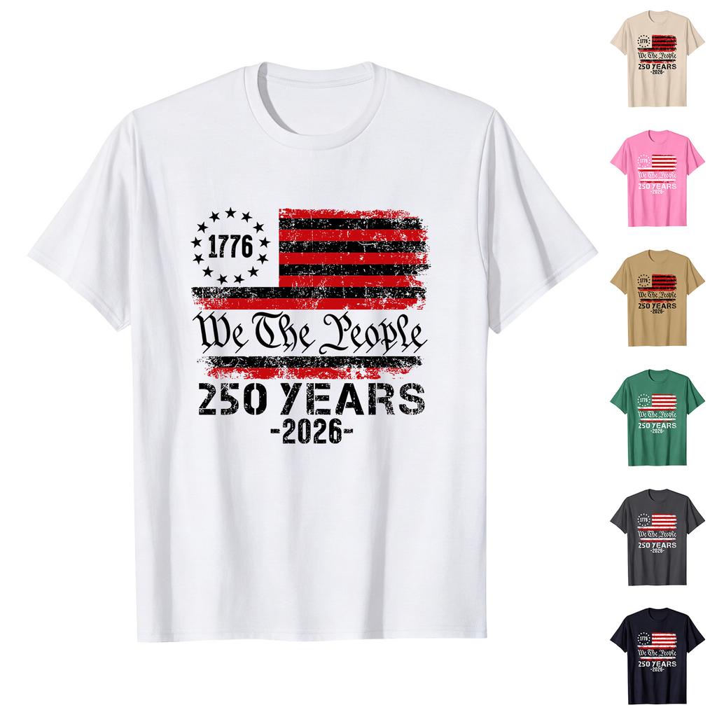 Men's Printed Round Neck T-Shirt Casual Sports Short-Sleeve Top