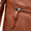 Women’s Vintage Faux Leather Crossbody Bag,Multi Pocket Shoulder Purse, Adjustable Wide Strap Bucket Handbag, Casual Daily Travel Sling Bag for Ladies
