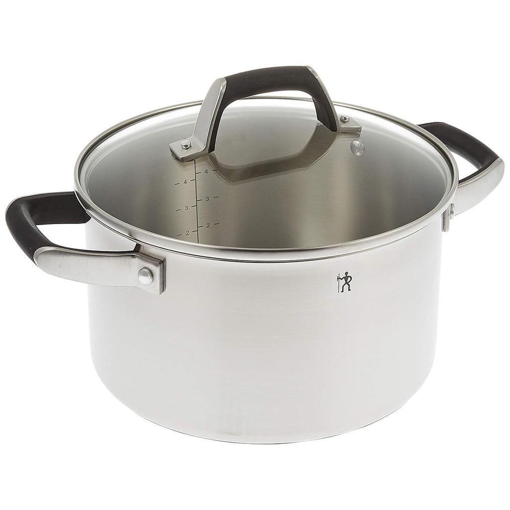 Zwilling J.A. Henckels Japan HI Style Basic Deep Double Handle Pot 24cm 6L Stainless Steel Polished Finish Stock IH Compatible Silver