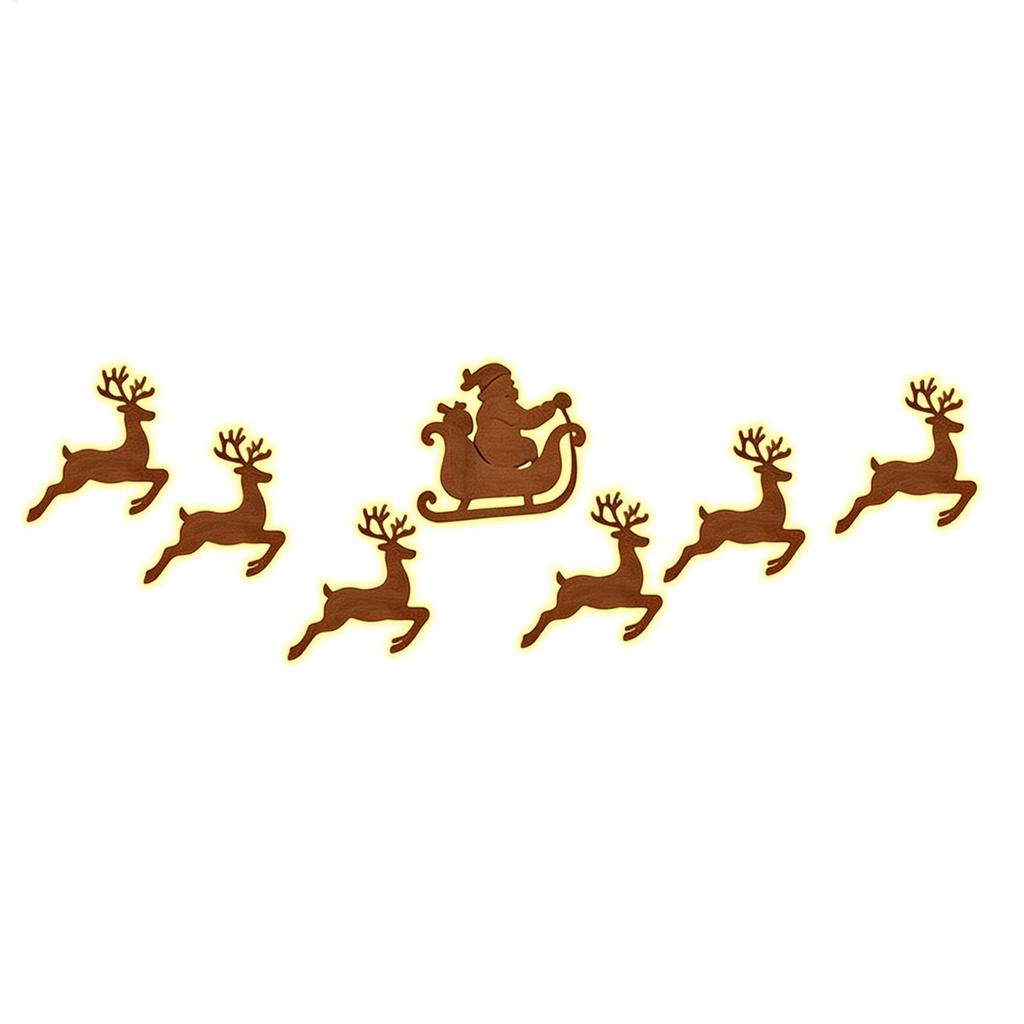 7pcs LED Reindeer Wall Decorations Christmas Light Up Wooden Ornament 2026 Xmas Navidad Party Supplies