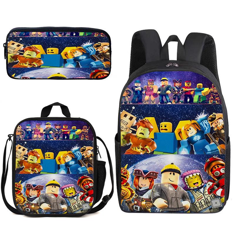 Zaino Anime 3D Tre Pezzi Roblox Zaino Studente Borsa Pranzo Astuccio Zaino Scolastico Stampato
