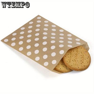 100 Stück Kraftpapierbeutel Gepunktete Geschenktüten Flache Fettbeständige Papierbeutel Fettbeständige Umschläge Papier Snackbeutel Keksbeutel Popcornbeutel