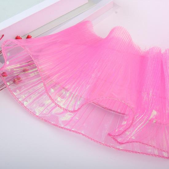 

1 метр 14 см шириной переливающаяся органза градиент плиссированное эластичное кружево трехмерный наряд русалки юбка аксессуары кружево в виде лепестков лотоса 1Meters китай розовый