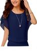 Plus Size Women's Summer Five-Sleeve Chiffon Top
