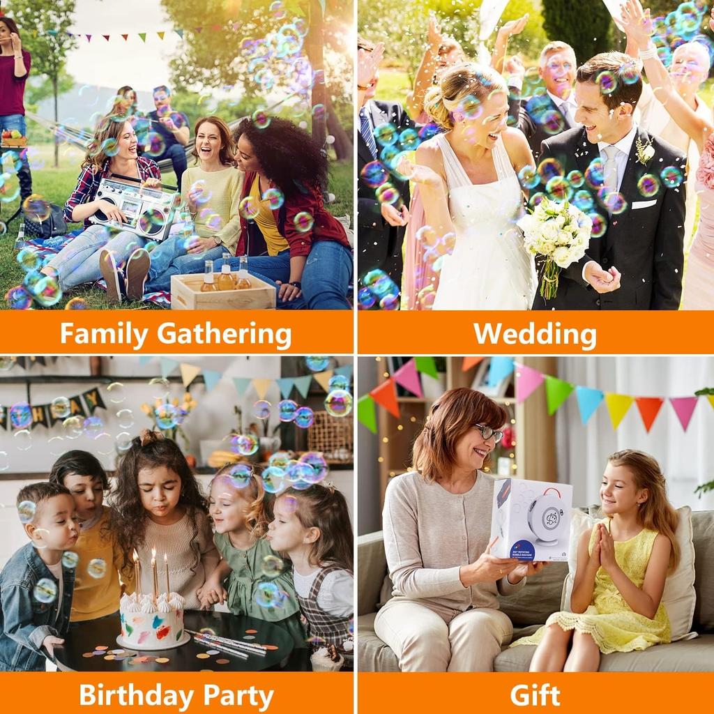 Bubble Machine, Portable Rechargeable Bubble Maker Toy for Kids, 90°/360°Rotating, 500ml Automatic Bubble Blower for 3 4 5 6 Year