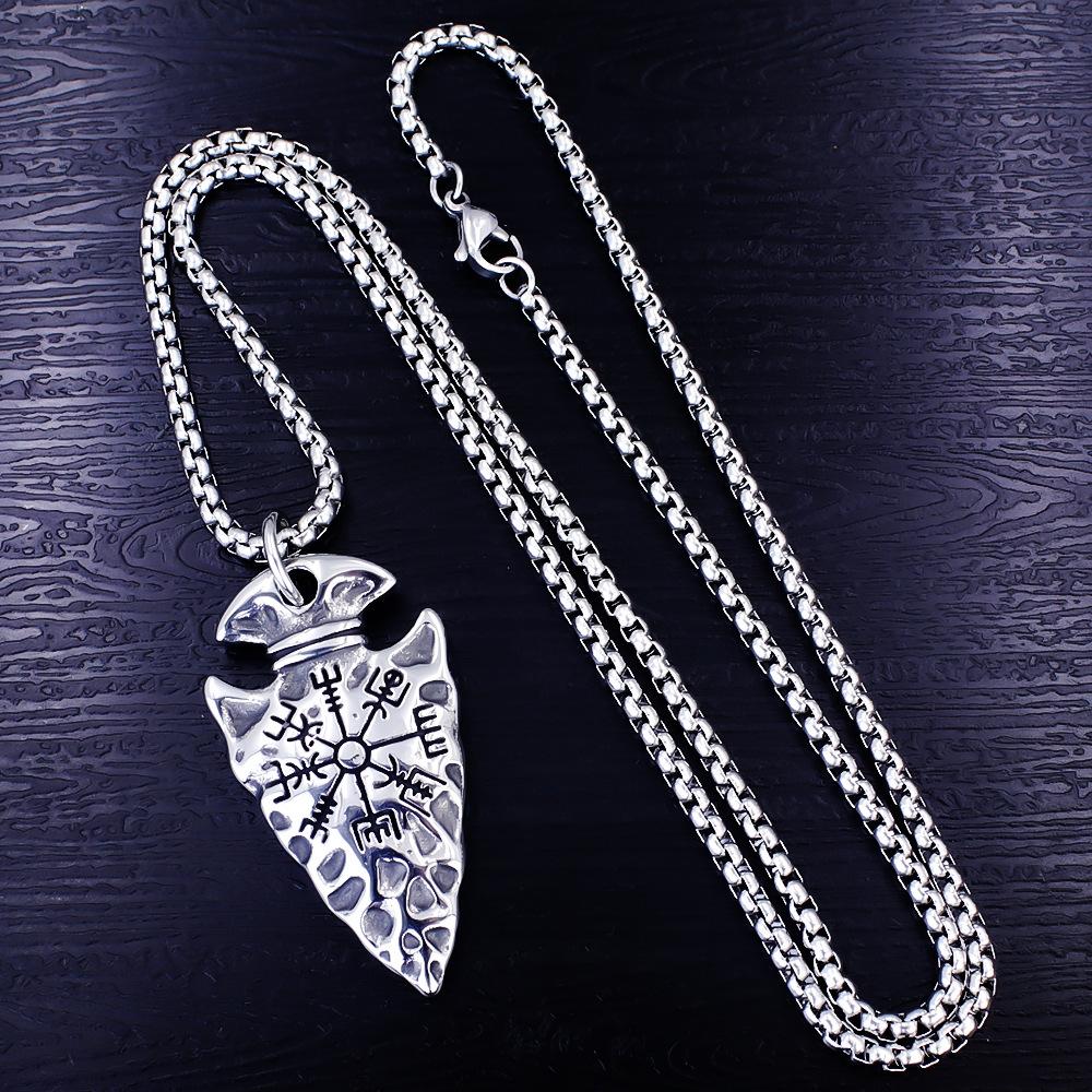 Vintage Viking Spear Rune Pendant Necklace Party Punk Necklace 60CM