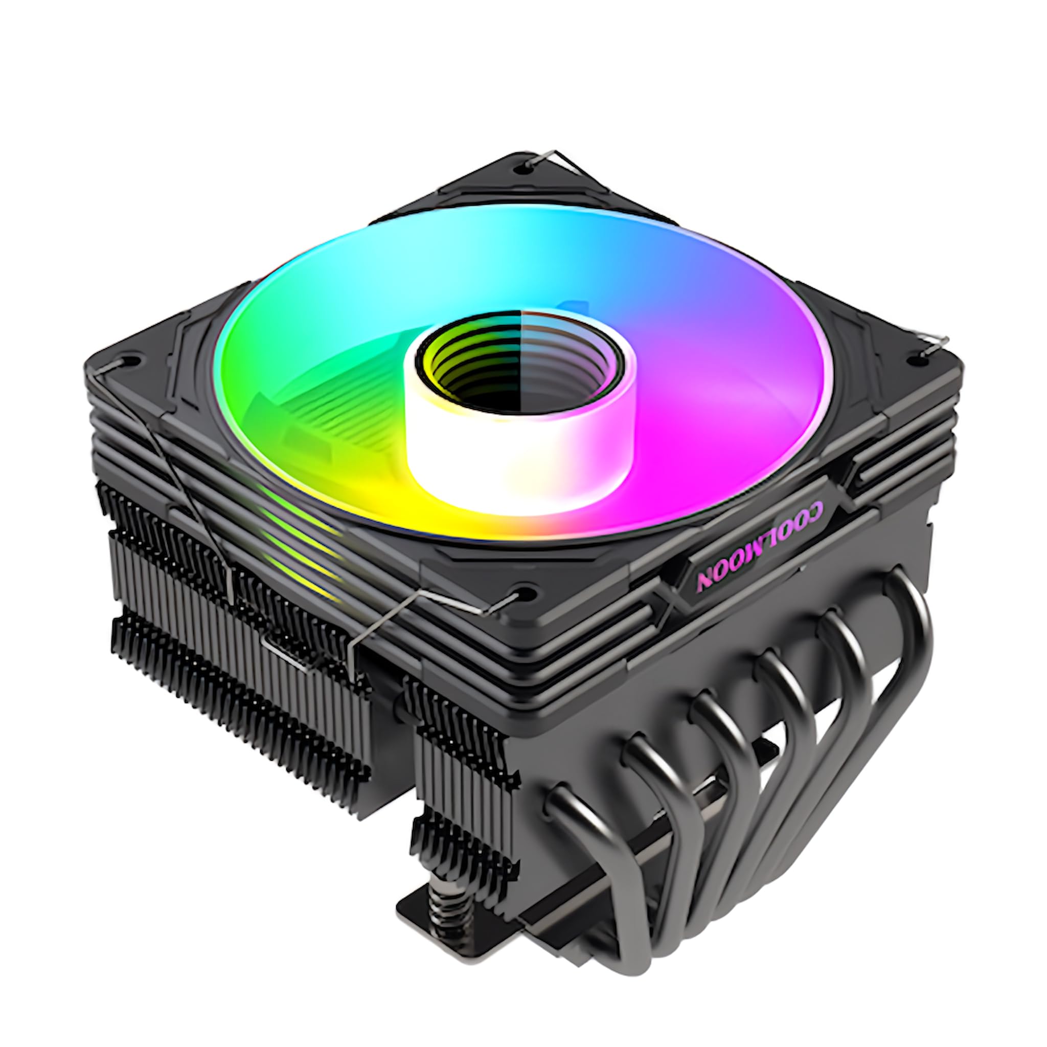 

COOLMOON CPU Cooler Top Flow Air Cooler 120mm LED ARGB 5v 3pin Compatible with Sockets 4pin PWM Fan Control [Small Lab] LGA1700/1200/115X AMD AM5/AM4 чорний