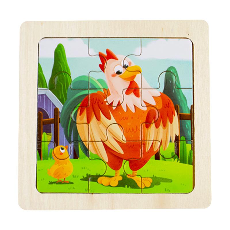 Small Children's 9-piece Wooden Plane Puzzle Cartoon Animation Puzzle Baby Educational Early Education Toy