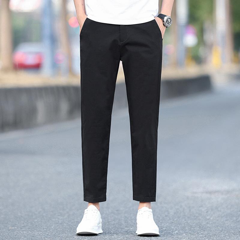 

Korean Style Casual Pants for Men In Spring and Summer Solid Color Trousers Slim and Straight Feet Casual Youth Nine-point Pants 38