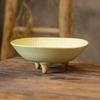 Beige Ceramic Three Legged Fruit Plate Refreshments Tray Dessert Plate Salad Bowl Snack Bowl Soup Plates Sashimi Plates