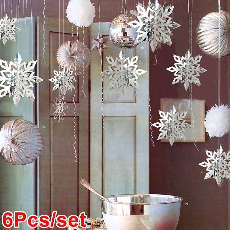 6Pcs 3D Snowflakes Christmas Decorations Snowflake Decoration Hanging Snowflakes