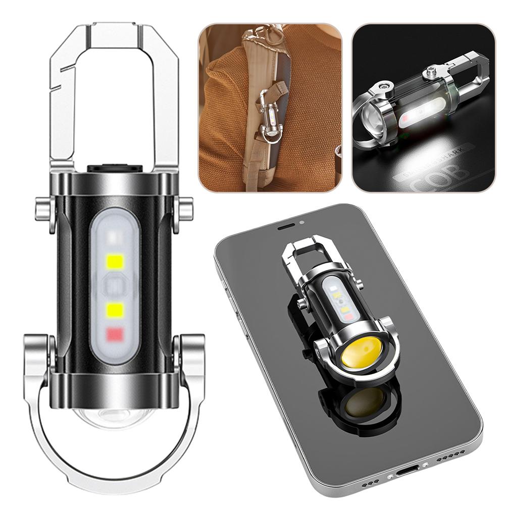 Mini Flashlight Multifunctional Pocket Flashlight USB Rechargeable Ultralight Camping Flashlight for Outdoor Emergency