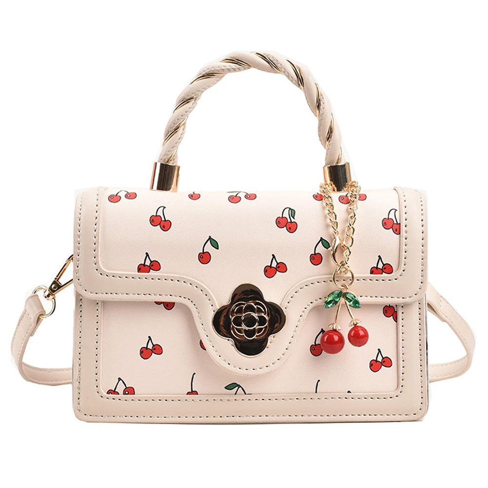 Women Sweet Cherry Crossbody Bag PU Leather Fashion Small Satchel Bag Adjustable Strap Fashion Tote Handbag Ladies Outdoor Bag