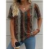 Summer V-neck Vintage 3D Printed Top Fashionable Casual Short Sleeved Women's T-shirts