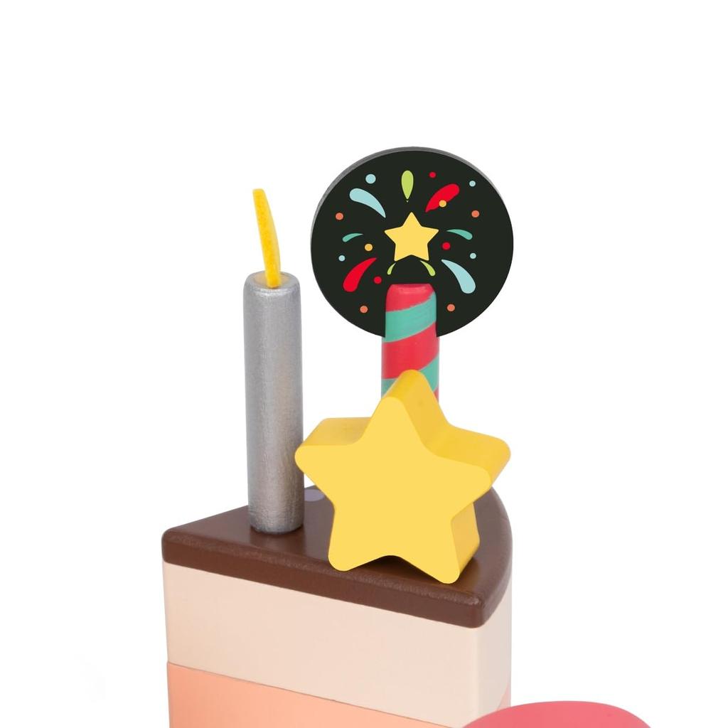 Classic World Chocolate Cake Wooden Toy Dessert Sweets Puzzle Pretend Play Wooden Puzzle Wooden Educational Toy for Boys and Girls Ages 2, 3, 4, Birth