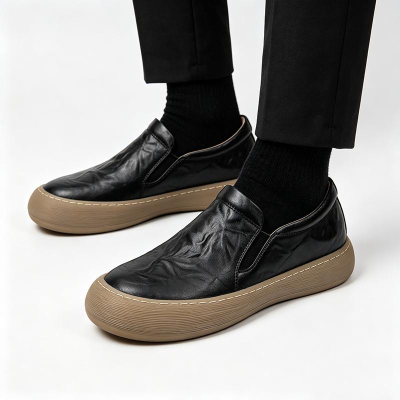 

Genuine Leather Shoes Men Loafers Soft Cowhide Slip-on Comfortable Mens Casual Driving Shoes Black Fashion Brand Male Footwear 39 чёрный