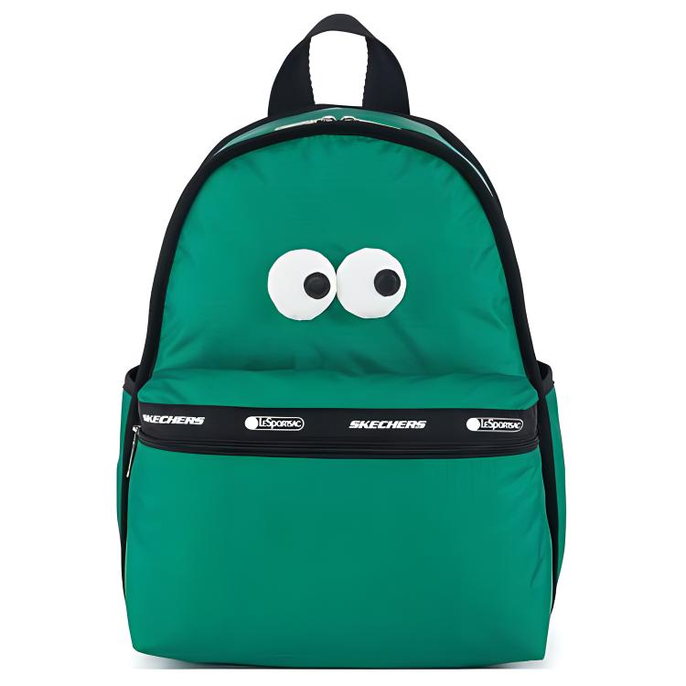 Skechers X LeSportsac Collaboration Zipper Closure Cartoon Print Fabric Backpack Unisex Backpack Joyful-Green L423U137-00AS Joyful Green
