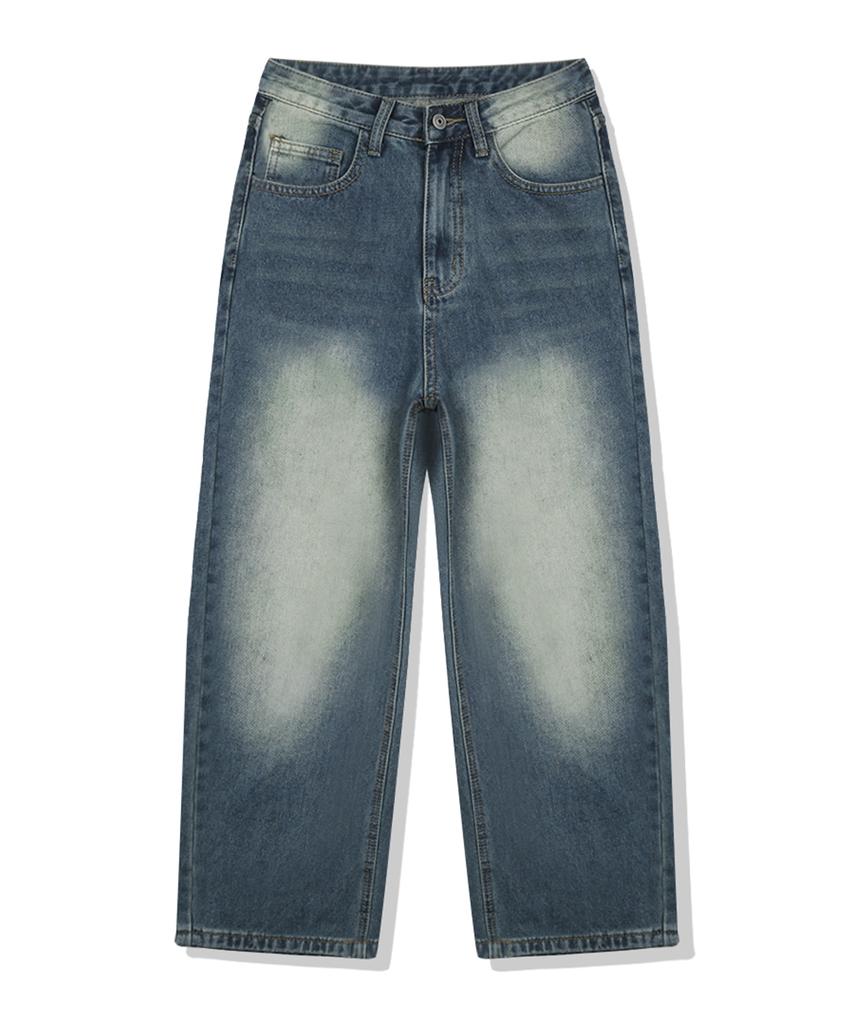 Wenil Block Balloon Wide Washed Denim Pants 4 Colors [Wald_3003] (B Type)