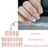 24 Pieces Easter False Nail Medium Square Rabbit Press On Nail Manicure Nail Art Easy Application for Women and Girls