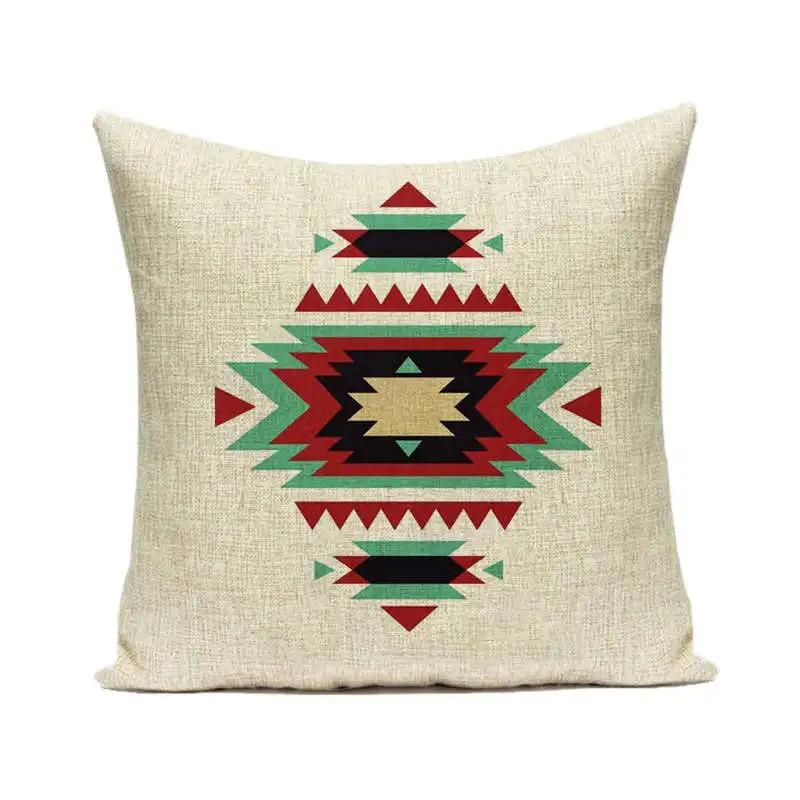 Boho Geometric Cushion Cover Aztec Tribal Pattern Cotton Throw Pillowcase For Living Room Sofa Couch Home Decor 40X40Cm 1 Pc